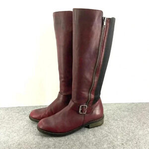 Remonte Double Zip Knee High Burgundy/Maroon Leather Boots Women’s Size 38/US 7